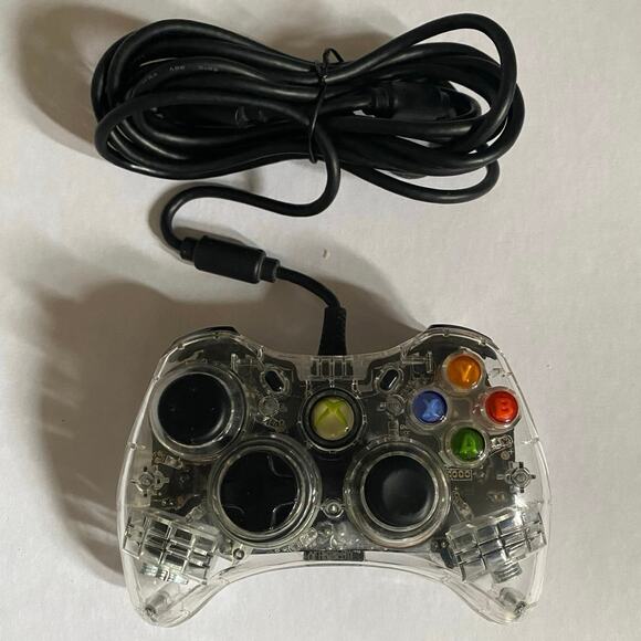 Xbox 360 Transparent Wired Controller Pad afterglow Clear Green LED - Picture 2 of 9